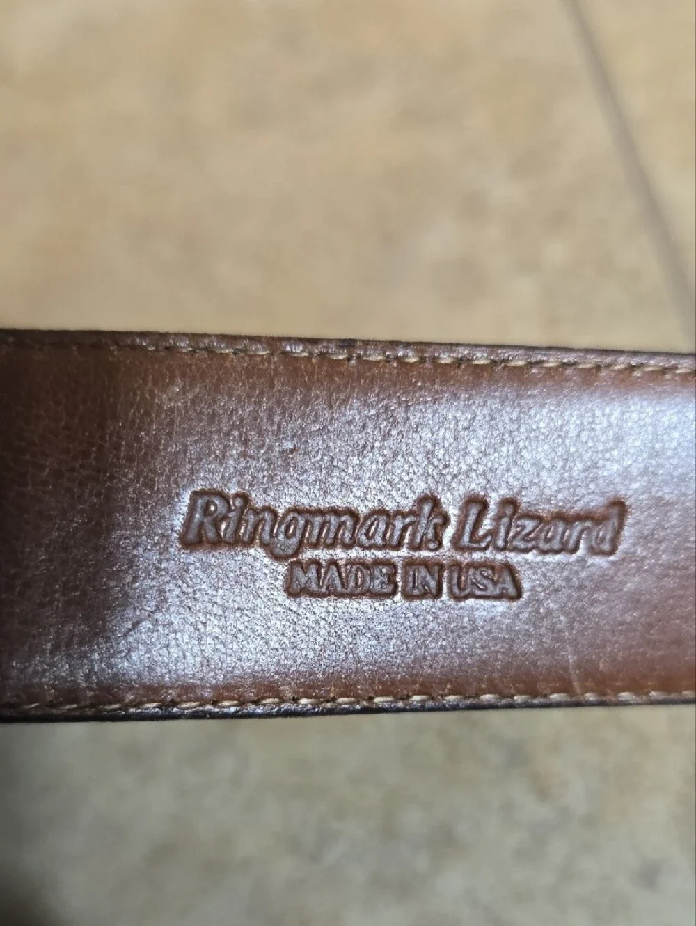 Jos. A. Bank Brown Ringmark Lizard Belt with Silver Buckle 48